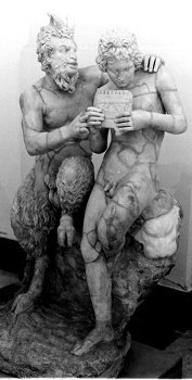 Der griechische Hirtengott Pan mit Daphnis