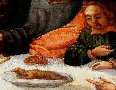 Essen auf dem Altarbild des Abendmahls