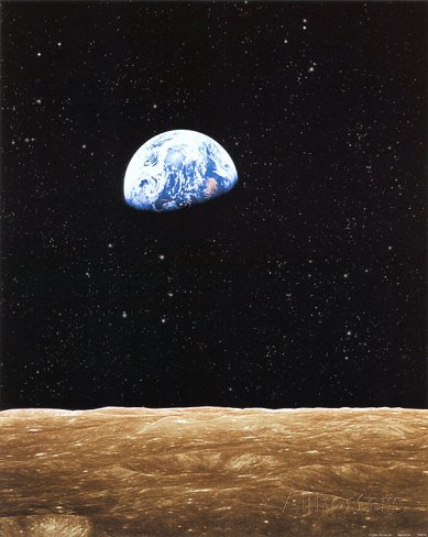 Die Erde über dem Mond-Horizont